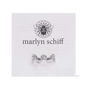 MARLYN SCHIFF Silver Disc Pave Adjustable Ring OS